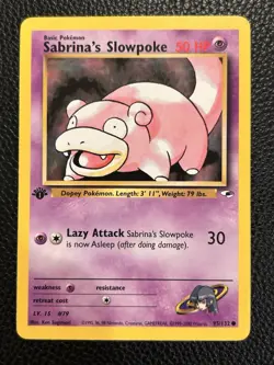 Sabrina's Slowpoke 095/132 Gym Heroes First Edition Pokemon Card NM - Image 1