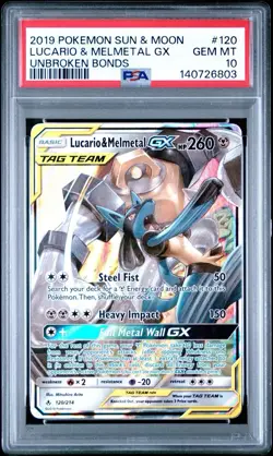 PSA 10 Lucario & Melmetal GX 120/214 Unbroken Bonds Pokemon - Image 1