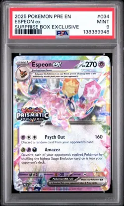 PSA 9 2025 POKEMON PRE EN-PRISMATIC EVOLUTIONS SURPRISE BOX EXCLUSIVE ESPEON EX - Image 1