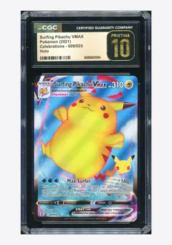 Pokemon CGC 10 PRISTINE Surfing Pikachu VMAX Holo 2021 009/025 Celebrations ENG - Image 1