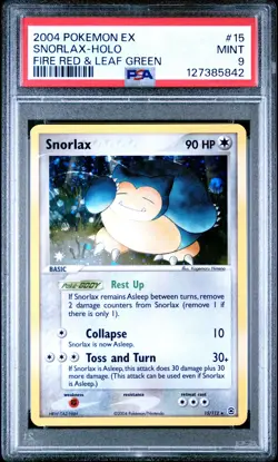 2004 POKEMON EX FIRE RED & LEAF GREEN #15 SNORLAX-HOLO PSA 9 - Image 1