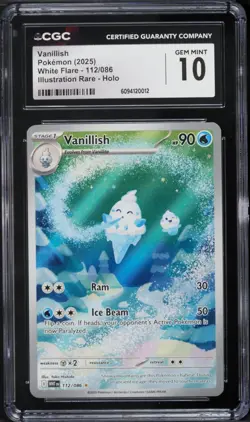 2025 Pokemon SV White Flare WHT EN Vanillish Illustration Rare #112/086 CGC 10 - Image 1