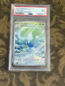 2025 POKEMON WHT EN-WHITE FLARE ILLUSTRATION RARE #112 VANILLISH PSA 9 - Image 1