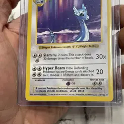 Pokemon Shadowless Dragonair 18/102 Rare Base Set Pokemon Card LP+ Vintage WOTC - Image 3