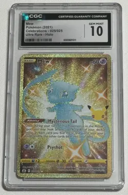 CGC 10 Mew 025/025 Celebrations Shiny Full Art Gold Pokemon 25th anniversary - Image 1