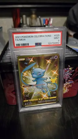 Pokemon TCG Mew 025/025 Gold Full Art Celebrations Card CGC 9 - Image 1