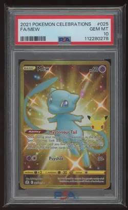 PSA 10 Gem Mint Pokemon 2021 Mew Full Art Celebrations Gold 25/25 Anniversary - Image 1