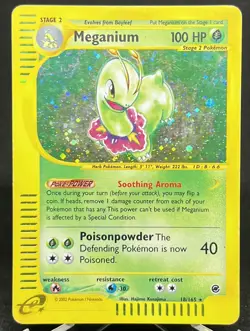 2002 Pokemon TCG Meganium Expedition Base Set Reverse Holo Rare Card 18/165 HP - Image 1