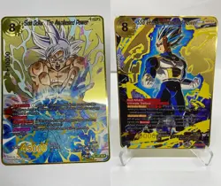 2PCS Son Goku SSB Vegeta Metal Dragon Ball Card-Collectible Gift Display Toys - Image 1