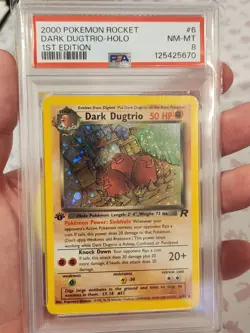Pokemon Rocket Dark Dugtrio 1st Edition 6/82 PSA 8! No Reserve! Holo SWIRL! - Image 1