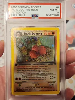Pokemon Rocket Dark Dugtrio 1st Edition 6/82 PSA 8! No Reserve! Holo SWIRL! - Image 3