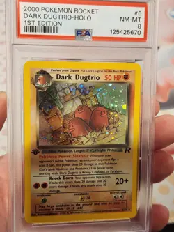 Pokemon Rocket Dark Dugtrio 1st Edition 6/82 PSA 8! No Reserve! Holo SWIRL! - Image 4