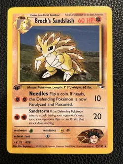 2000 Pokemon Gym Heroes - 1st Edition - Brock’s Sandslash 23/132 - Ungraded - Image 1