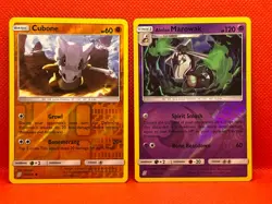 Pokemon Tcg Cubone 105/236 & Alolan Marowak 75/236 Reverse Holo SM Unified Minds - Image 1