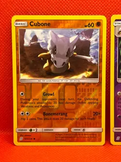 Pokemon Tcg Cubone 105/236 & Alolan Marowak 75/236 Reverse Holo SM Unified Minds - Image 2