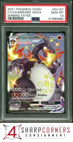 2021 POKEMON SWORD AND SHIELD SHINING FATES #SV107 FA/ CHARIZARD VMAX PSA 10 - Image 1