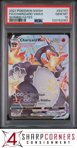 2021 POKEMON SWORD AND SHIELD SHINING FATES #SV107 FA/ CHARIZARD VMAX PSA 10 - Image 1