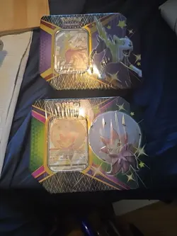 Lot of 2 Pokemon TCG Shining Fates Eldegoss Boltund V Premium Collection Tins - Image 1