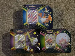 Set of 3 Pokemon TCG Shining Fates Cramorant Eldegoss Boltund V Premium Tins - Image 1