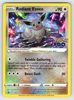 Radiant Eevee SWSH230 2022 Pokemon GO Black Star Promo Pokemon Card Shiny - Nm - Image 1