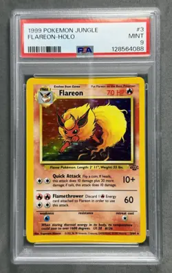 1999 Pokemon Jungle #3 FLAREON HOLO 3/64 Base Set Series RARE Pokemon Card PSA 9 - Image 1