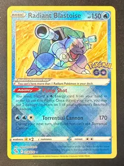 Radiant Blastoise 018/078 2022 Pokemon GO Set Pokemon Card TCG Shiny Reverse Nm - Image 1