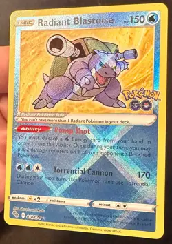Radiant Blastoise 018/078 2022 Pokemon GO Set Pokemon Card TCG Shiny Reverse Nm - Image 2