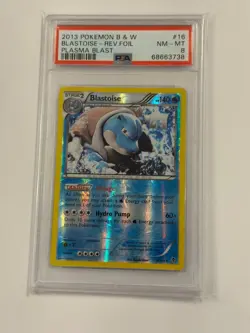 PSA 8 NM-MT Pokemon Blastoise B&W Plasma Blast Reverse Rev Holo Foil Rare #16 - Image 1