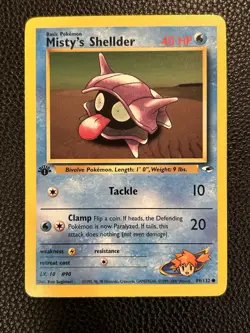 1st Edition Misty's Shellder 89/132 - Gym Heroes - Common - Pokemon - NM - Image 1
