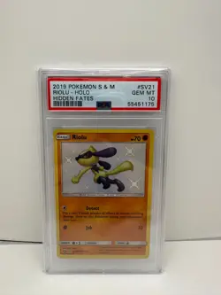 PSA 10 2019 Pokemon Sun & Moon Riolu - Holo Hidden Fates #SV21/SV94 Gem Mint - Image 1