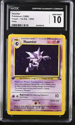 Haunter 1999 Pokemon Fossil 1st Edition CGC 10 #6 - Image 1