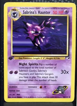 Pokemon TCG Sabrina's Haunter Gym Heroes 1st Edition 58/132 LP - Image 1