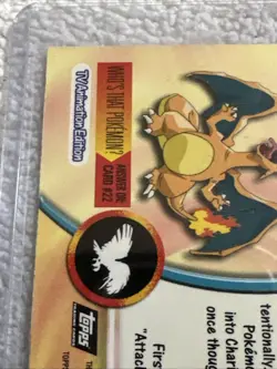 Charizard TV Animation Black Logo 1999 Vintage Pokemon Topps #06 Non-Holo NM - Image 3