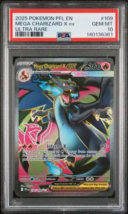 2025 POKEMON PFL EN-PHANTASMAL FLAMES ULTRA RARE #109 MEGA CHARIZARD X EX PSA 10 - Image 1