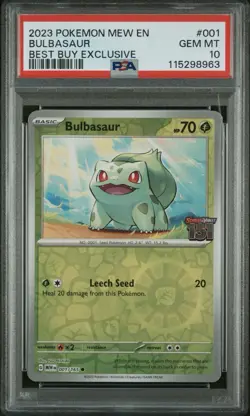 2023 POKEMON MEW EN-151 BEST BUY EXCLUSIVE #001/165 BULBASAUR PSA 10 - Image 1