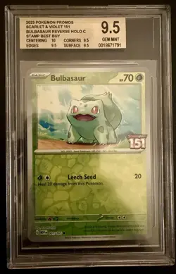 BGS 9.5 2023 POKEMON MEW EN-151 BEST BUY EXCLUSIVE #001 BULBASAUR - Image 1