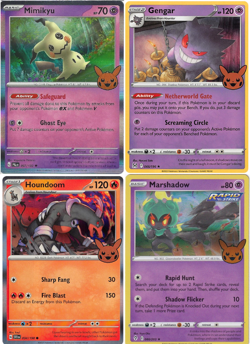 Marshadow, Gengar, Mimikyu,Houndoom Set of 4 Cards Pokemon 2023 Trick Or Trade - Image 1