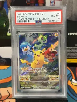 PSA 10 GEM MINT Pikachu 001/SV-P Scarlet & Violet Promo Japanese Pokemon Card - Image 1
