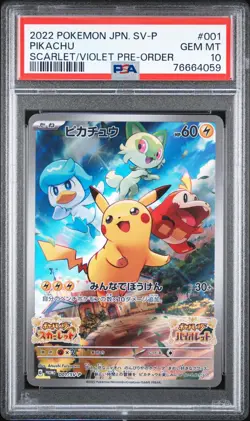 Pikachu SV-P 001 PSA 10 Gem Mint Scarlet & Violet promo Japanese Pokemon Card - Image 1