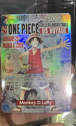 One Piece Monkey D. Luffy US Voyage College Basketball Promo Card Rare - Image 1