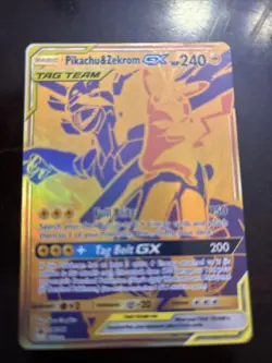 Pikachu & Zekrom GX SM248 Jumbo Gold Tag Team Pokemon Promo Card Mint - Image 1