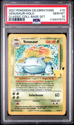 Venusaur PSA 10 2021 English Pokemon Card Celebrations Classic Collection 15/102 - Image 1