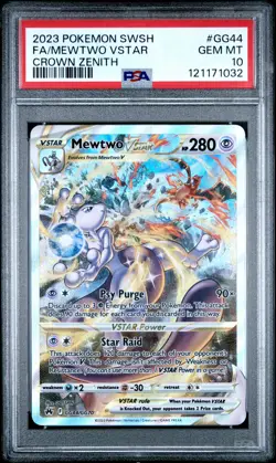 2023 POKEMON SWORD & SHIELD CROWN ZENITH #GG44 FULL ART/MEWTWO VSTAR PSA 10 - Image 1