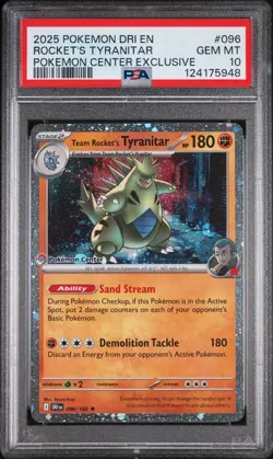 2025 POKEMON DRI EN-DESTINED RIVALS #096 TEAM ROCKET'S TYRANITAR PSA 10 - Image 1