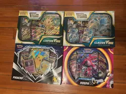 Pokemon TCG Glaceon & Leafeon VSTAR Collection + Pikachu & Hoopa V Box - Sealed - Image 1