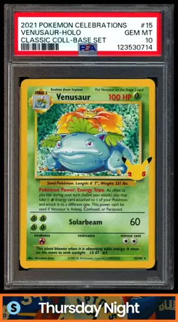 2021 POKEMON SWORD & SHIELD CELEBRATIONS VENUSAUR HOLO CLASSIC COLLECTION PSA 10 - Image 1