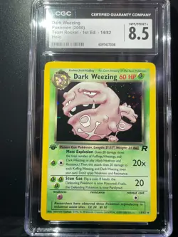 Pokemon Dark Weezing 14/82 1st Edition Holo Rare - Team Rocket Vintage CGC 8.5 - Image 1