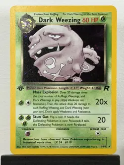 2000 Pokemon Dark Weezing 1st Edition Holo Team Rocket Rare #14/82 - Image 1