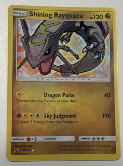 Shining Rayquaza Pokemon Card - Shining Legends Holo Rare 56/73 NM - Image 1
