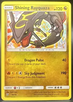 Pokemon TCG Shining Rayquaza 56/73 Shining Legends Holo English NM Card - Image 1